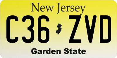 NJ license plate C36ZVD