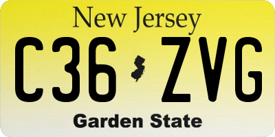 NJ license plate C36ZVG