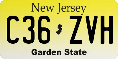 NJ license plate C36ZVH