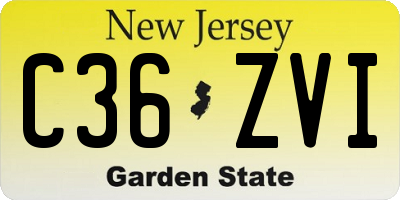 NJ license plate C36ZVI