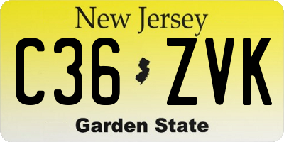 NJ license plate C36ZVK