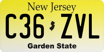 NJ license plate C36ZVL