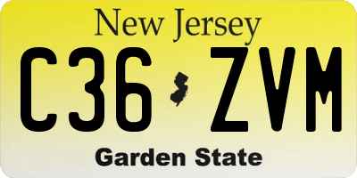 NJ license plate C36ZVM
