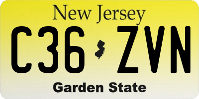 NJ license plate C36ZVN