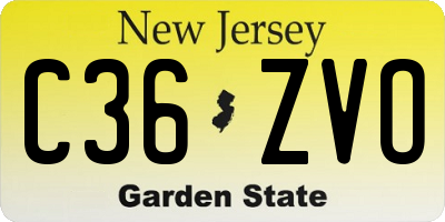NJ license plate C36ZVO