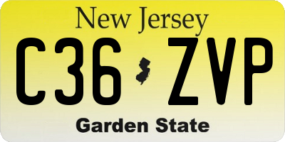 NJ license plate C36ZVP