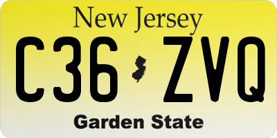 NJ license plate C36ZVQ