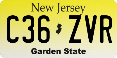 NJ license plate C36ZVR