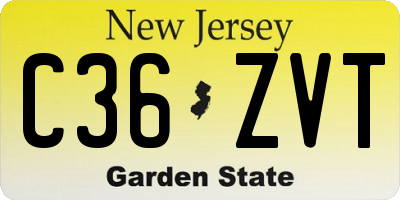NJ license plate C36ZVT