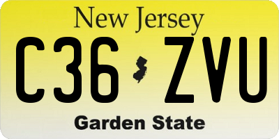NJ license plate C36ZVU