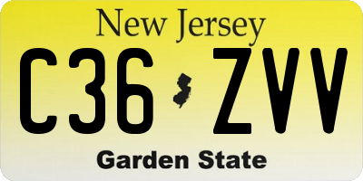 NJ license plate C36ZVV