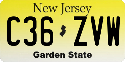 NJ license plate C36ZVW
