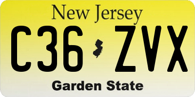 NJ license plate C36ZVX