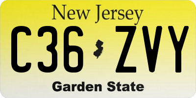 NJ license plate C36ZVY