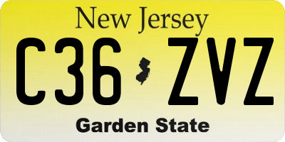 NJ license plate C36ZVZ