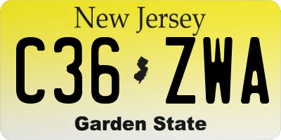 NJ license plate C36ZWA