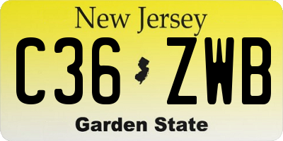 NJ license plate C36ZWB