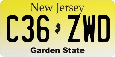 NJ license plate C36ZWD