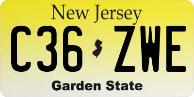 NJ license plate C36ZWE