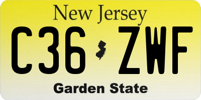NJ license plate C36ZWF