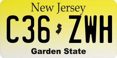 NJ license plate C36ZWH