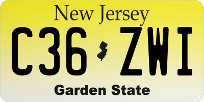 NJ license plate C36ZWI