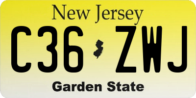 NJ license plate C36ZWJ