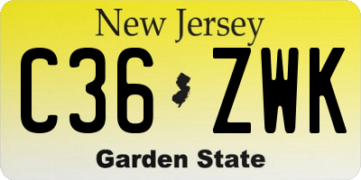 NJ license plate C36ZWK