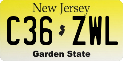 NJ license plate C36ZWL