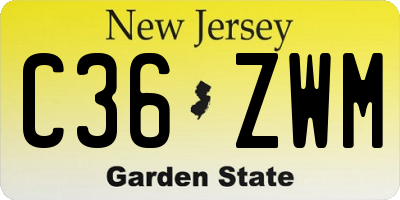 NJ license plate C36ZWM