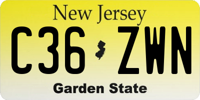 NJ license plate C36ZWN