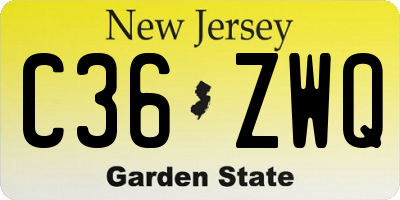 NJ license plate C36ZWQ