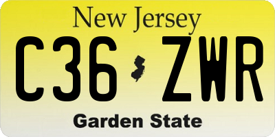 NJ license plate C36ZWR