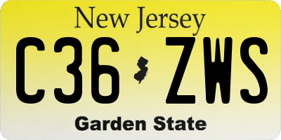 NJ license plate C36ZWS