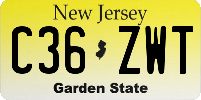 NJ license plate C36ZWT