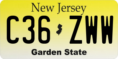 NJ license plate C36ZWW