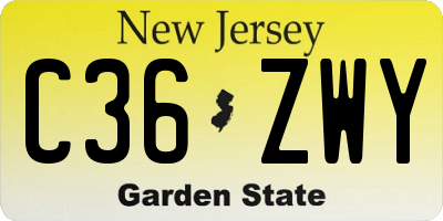NJ license plate C36ZWY