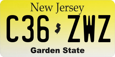 NJ license plate C36ZWZ