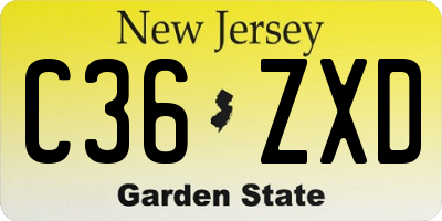 NJ license plate C36ZXD