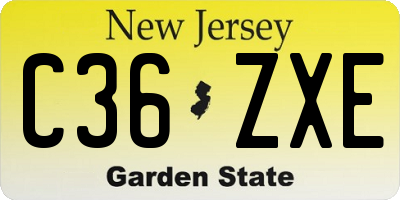 NJ license plate C36ZXE