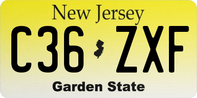 NJ license plate C36ZXF