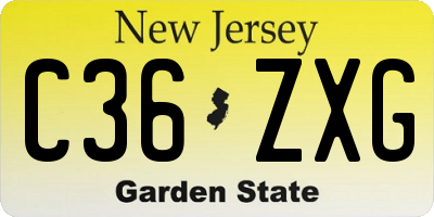 NJ license plate C36ZXG