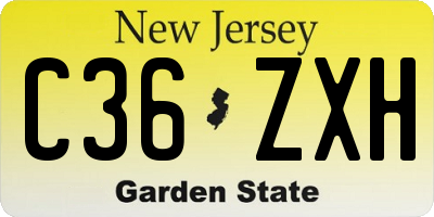NJ license plate C36ZXH