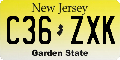 NJ license plate C36ZXK
