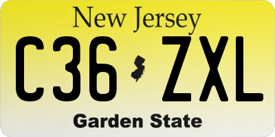 NJ license plate C36ZXL