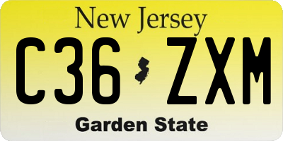 NJ license plate C36ZXM