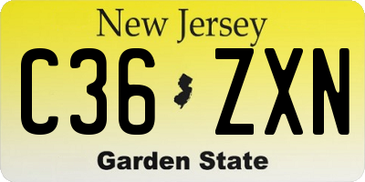 NJ license plate C36ZXN