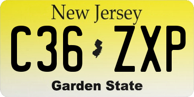 NJ license plate C36ZXP