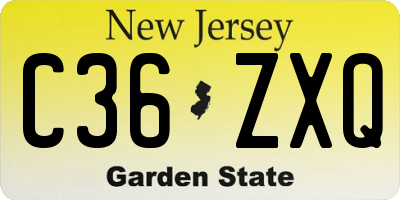 NJ license plate C36ZXQ