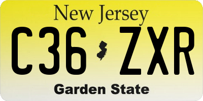 NJ license plate C36ZXR